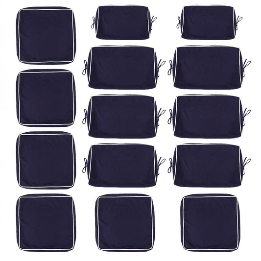 Cushion Covers for 7-Piece (6-Seaters) Wicker Rattan Sectional Sofa - Navy Blue