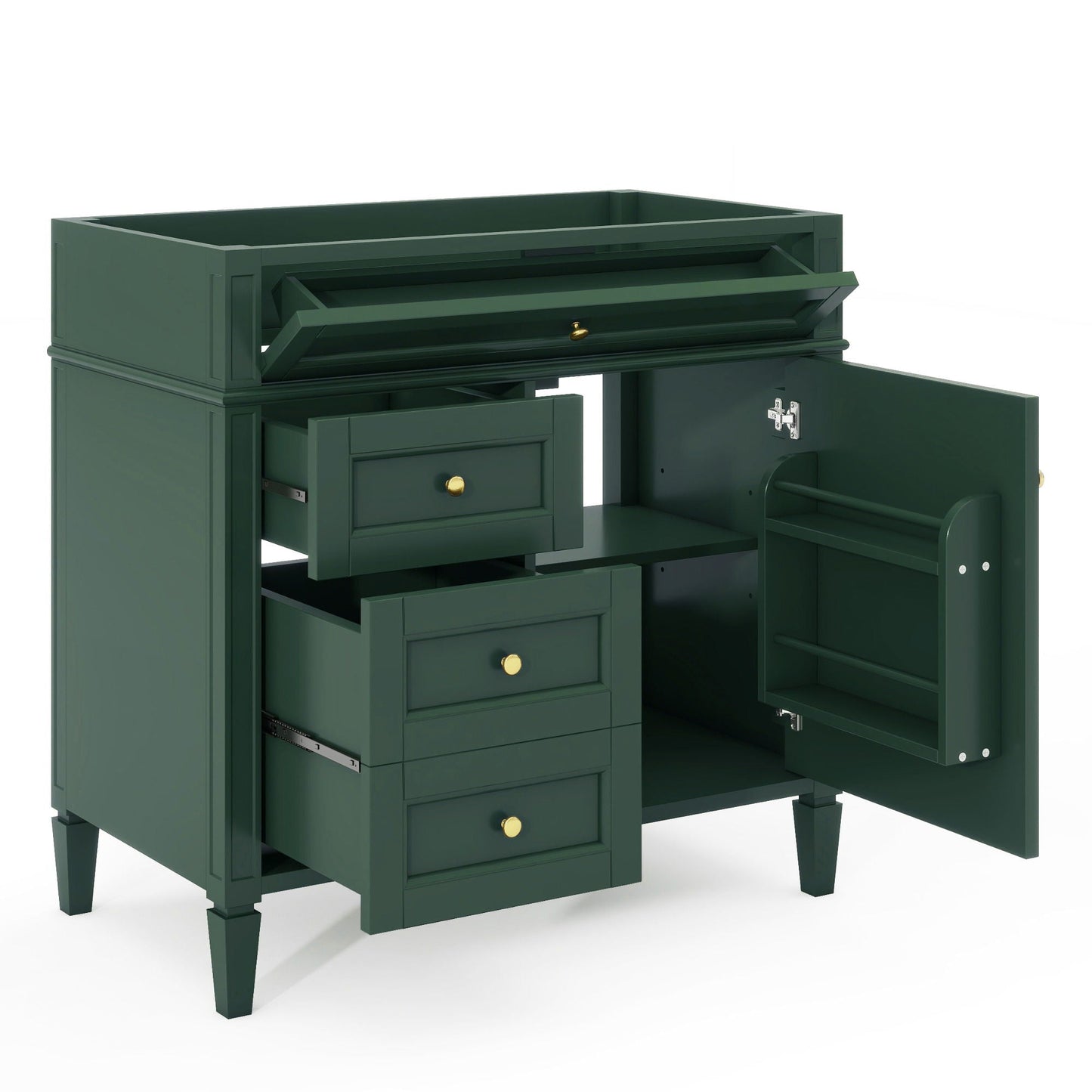 Bathroom Vanity With 2 Drawers and Tip-Out Storage Cabinet