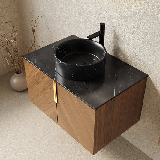 ARAI 30" Bathroom Vanity & Sink, Wall-Mounted Plywood Cabinet with Double Doors