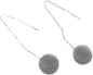 Faux Fur Pom Pom Tassel Drop Dangle Earrings Set