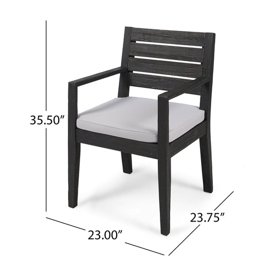 Outdoor 6 Seater Dining Set With Bench - Dark Gray / Light Gray