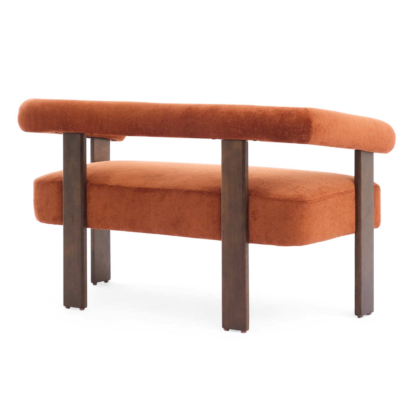 Round Armrest Loveseat (Dark Orange + Brown)