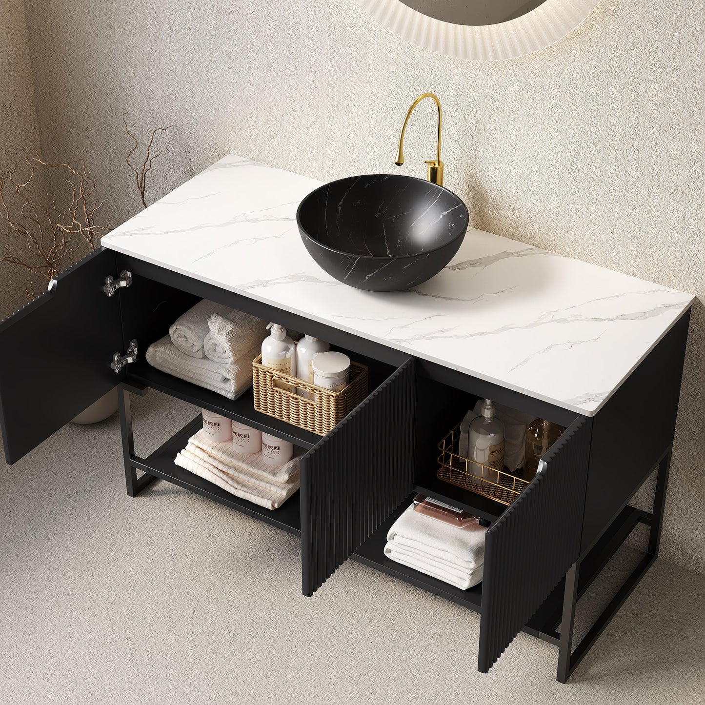 Tulio 48" Bathroom Vanity & Sink, Freestanding Storage Cabinet