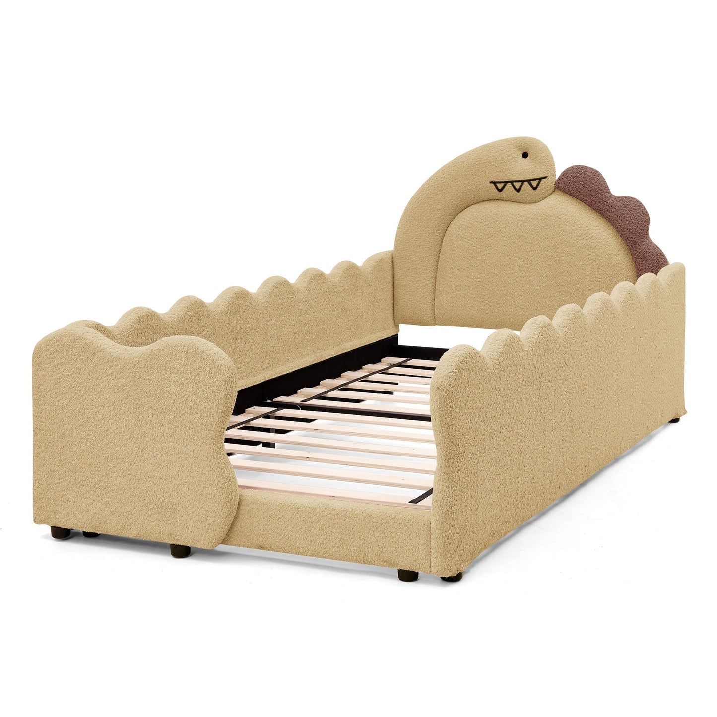 Cute Dinosaur Shaped Bed With Safety Guardrail, Toddler Frame