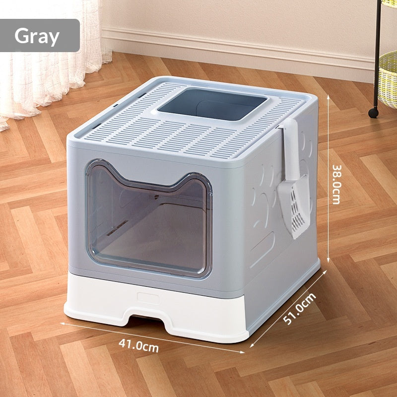 Extra-large Enclosed Drawer-Type Odor-Control Cat Litter Box