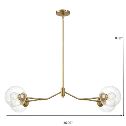 Jewel - 4 Lights Chandelier Ceiling Hanging Light Fixture - Clear / Gold