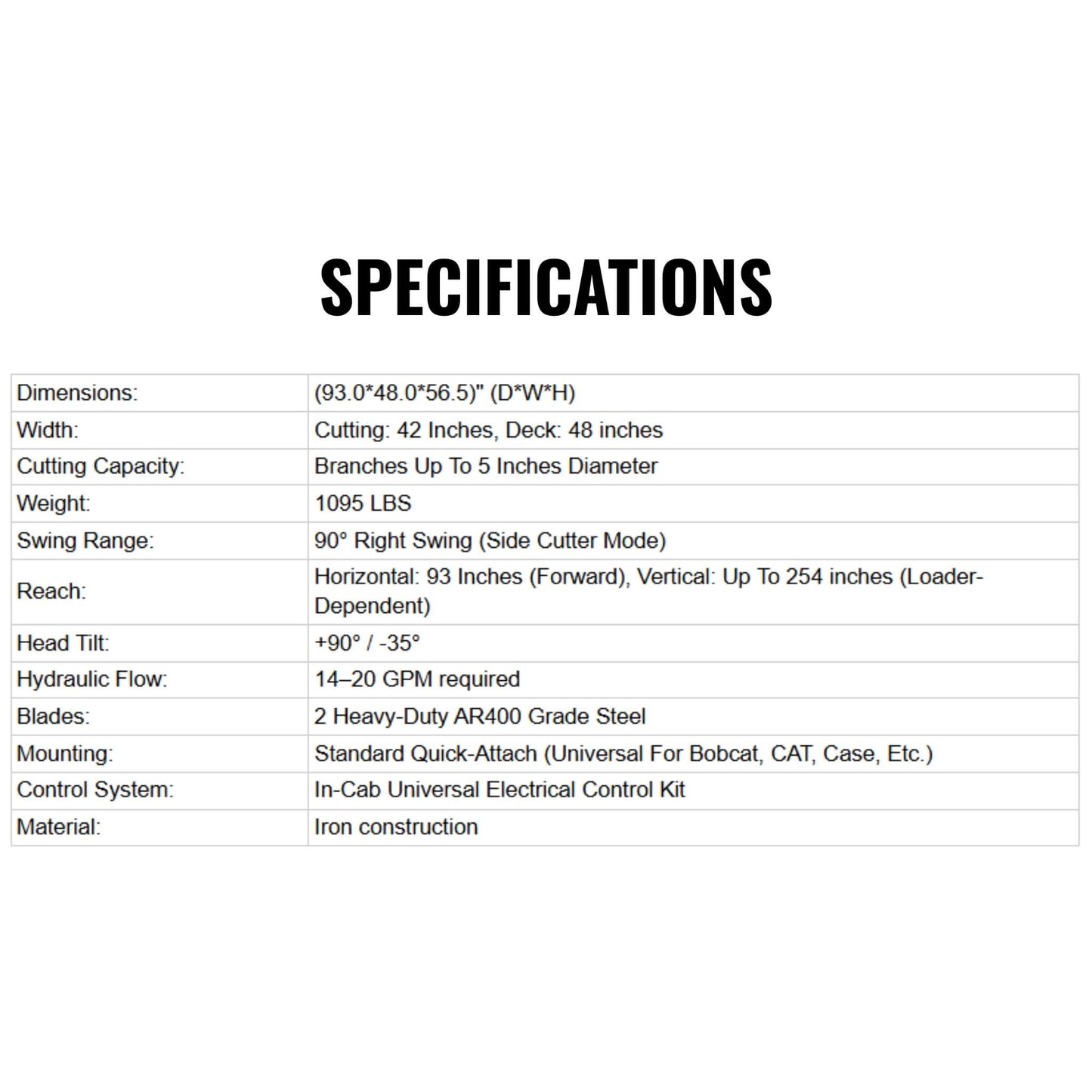 Heavy-Duty 42-Inch Articulating Brush Cutter Universal Skid Steer Attachment (SAK21694)