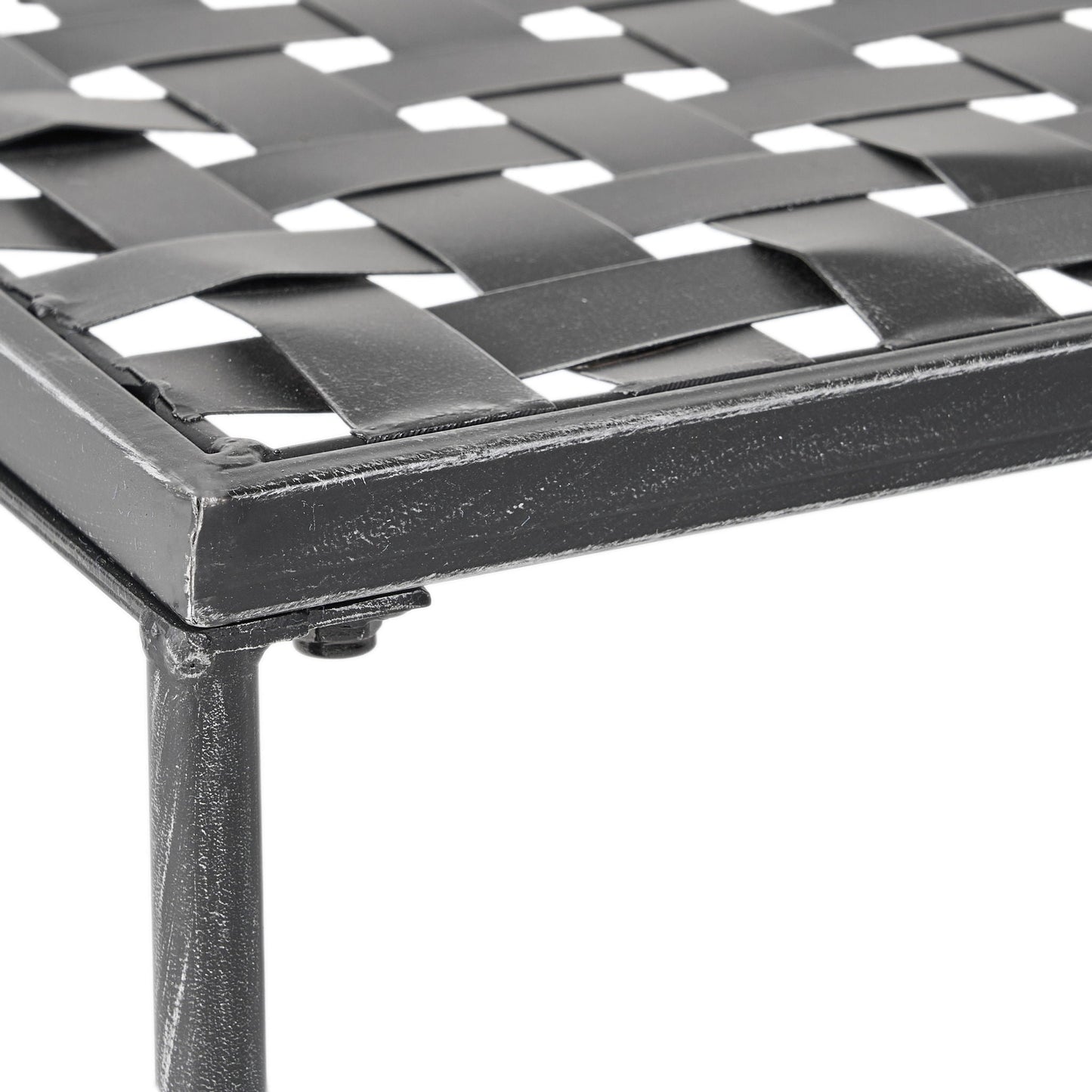 Luna Outdoor Iron Coffee Table - Black Brush Silver