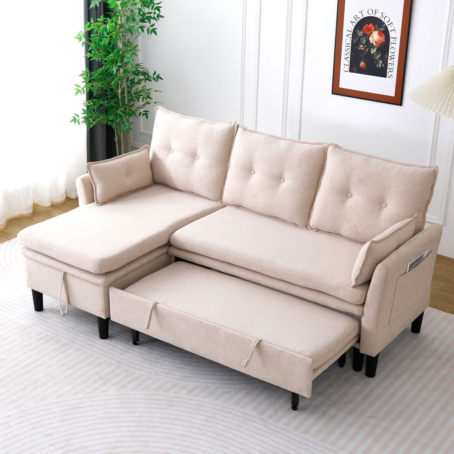L-Shaped Reversible Chaise Sectional Sofa With Storage