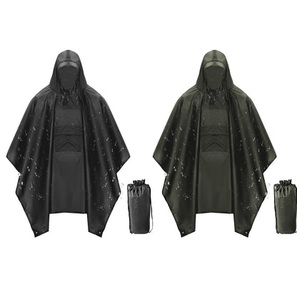 Unisex Hooded Rain Poncho With Pocket For Adult 3-in-1 Waterproof Poncho Raincoat With Hood Sleeve Brim Lightweight Portable Rain Poncho For Hiking Ca