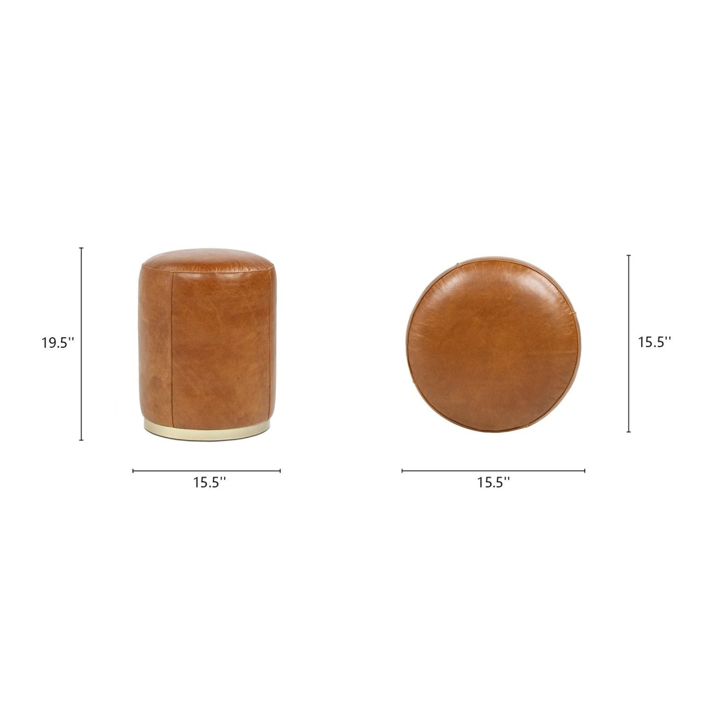 Nico - Round Ottoman Stool - Brown