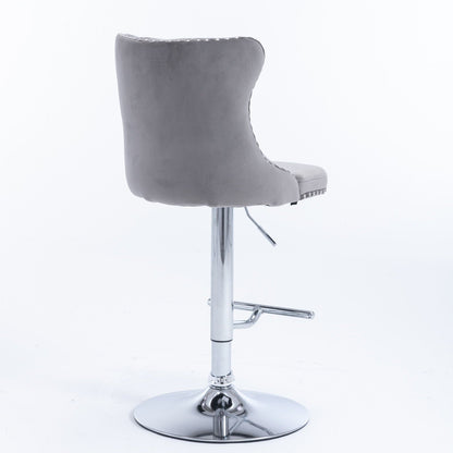 Swivel Barstools Adjusatble Seat Height From 25-33", Modern Upholstered Base Bar Stools With Backs Comfortable Tufted For Home Pub And Kitchen Island (Set of 2)