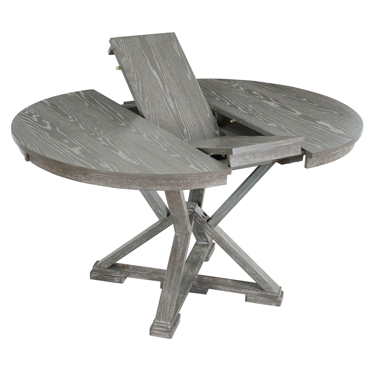 Dining Set With Extendable Round Table And 4 Upholstered Chairs