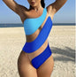 Sexy Tight Mesh Stitching Hollow Shoulder One-piece Women's Swimsuit Bikini