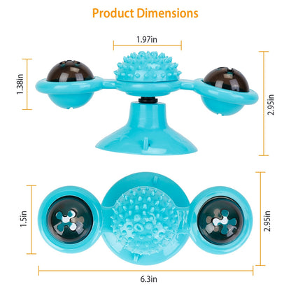 Windmill Cat Toy Turntable Interactive Teasing Pet Toy Wall Mount Turning Tickle Scratch Hair BrushÊCat Toy with Catnip Light Ball