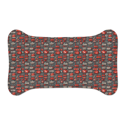 Crimson Cogs and Circuitry Pattern - Pet Feeding Mat Pet Ze