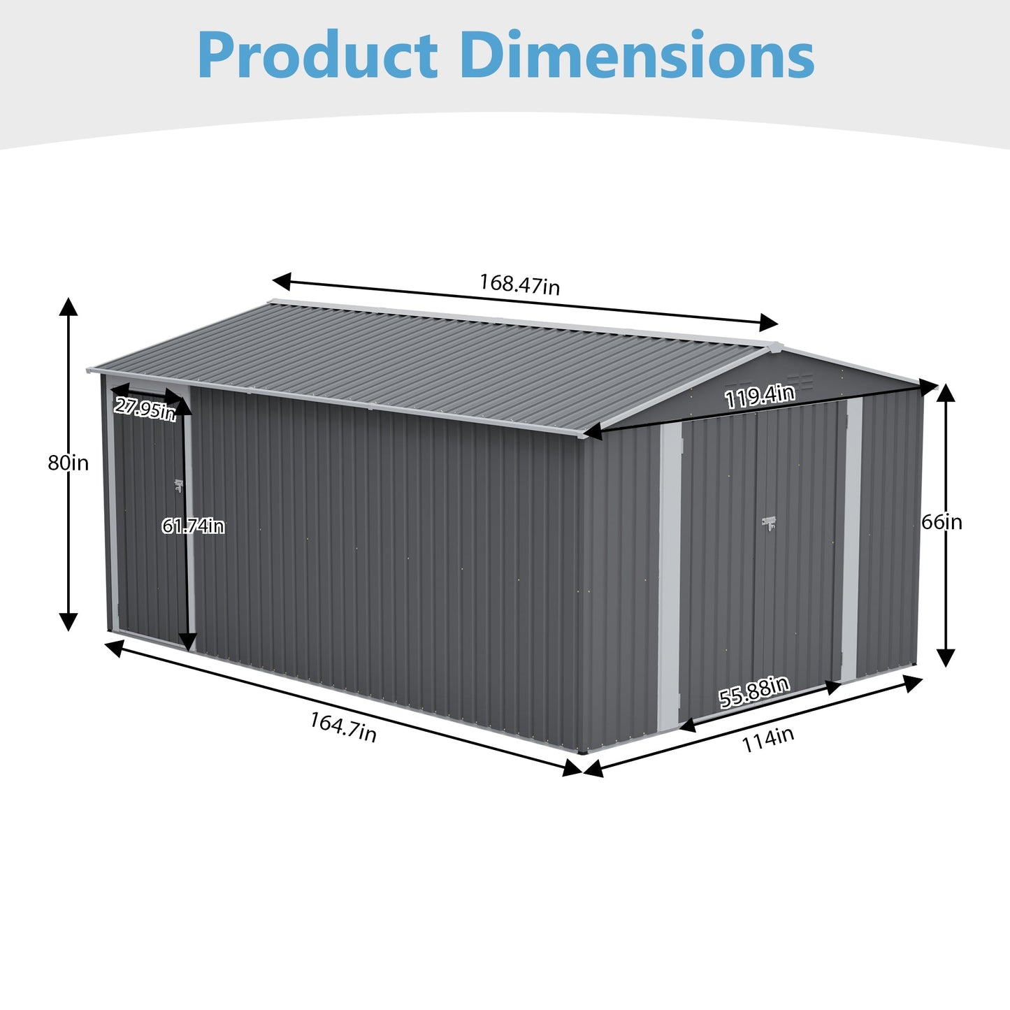 10x14 Ft Outdoor Metal Storage Shed