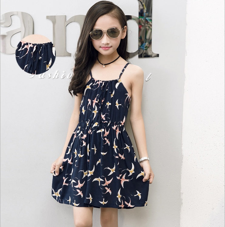 New tie dye layered cute Summer cotton silk dress floral dress for girls