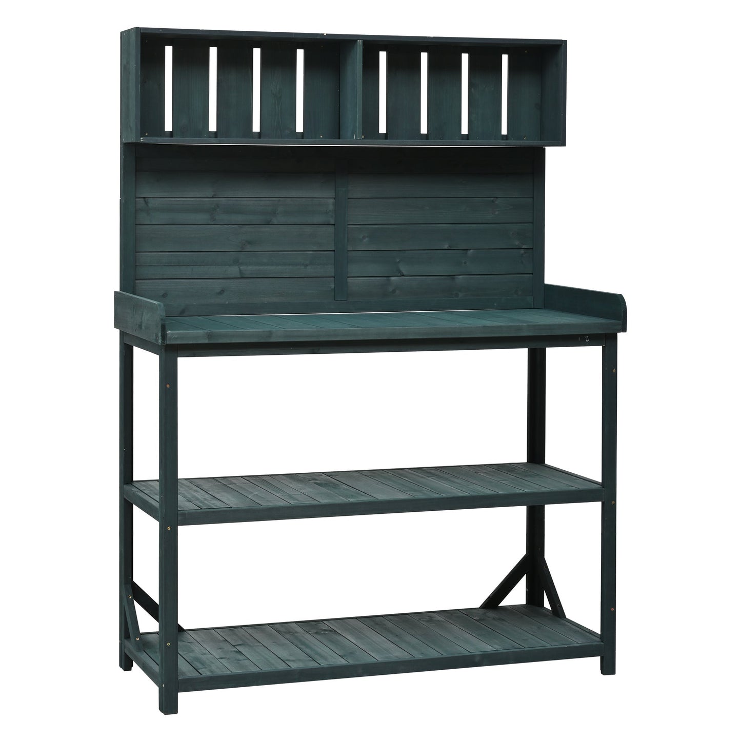 TOPMAX 65" Large Wooden Farmhouse Rustic Outdoor Potting Bench Table