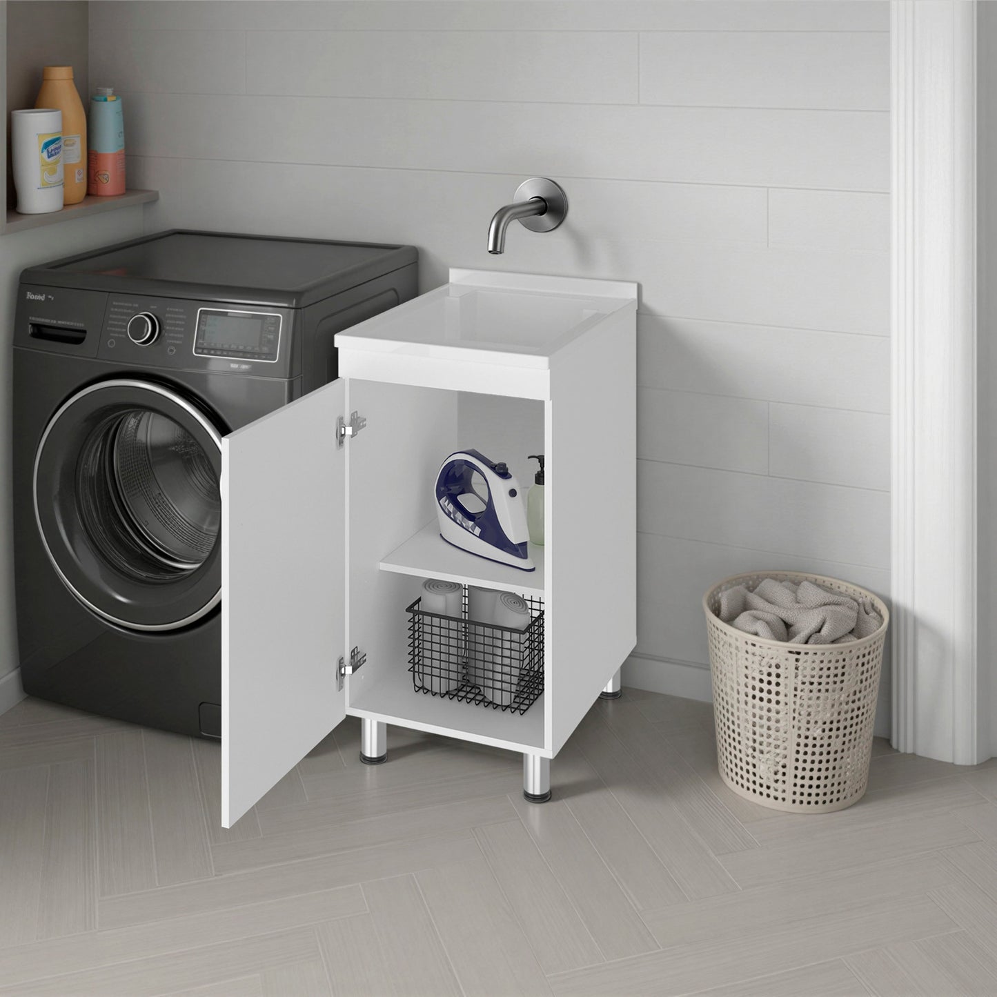 Darwin Freestanding Utility Tub and Sink Cabinet with One Door