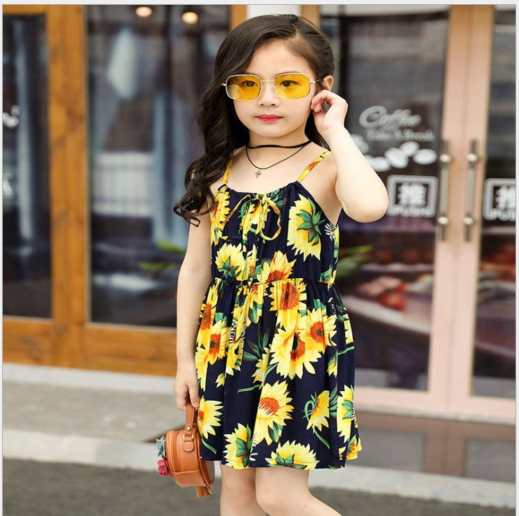 New tie dye layered cute Summer cotton silk dress floral dress for girls