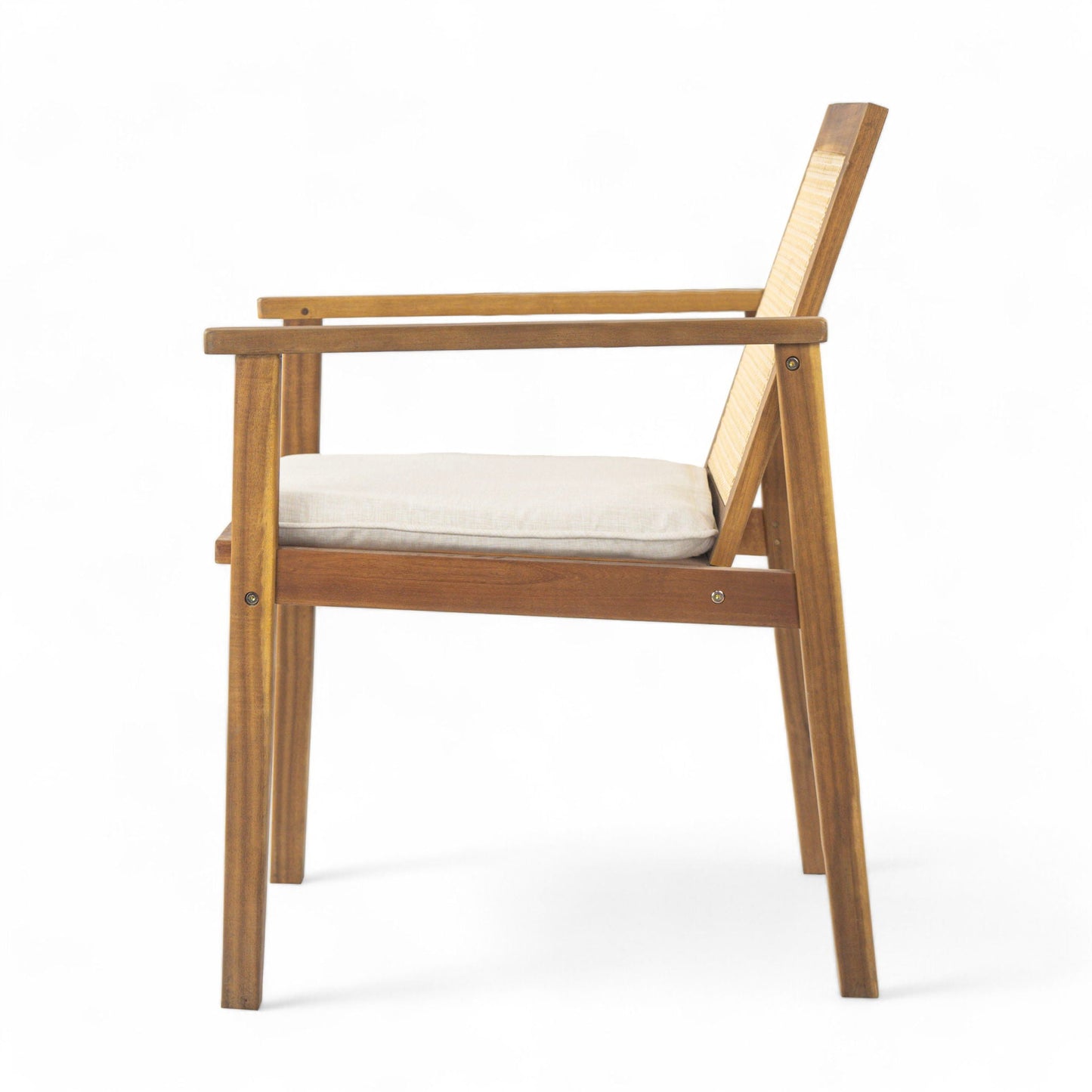 Preston Outdoor Dining Chair With Cushion Set of 2 - Teak / Beige