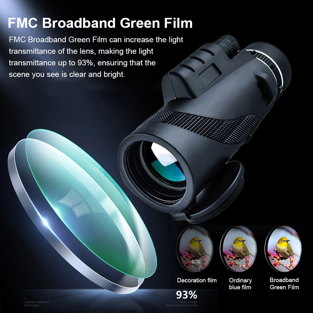 High-Power HD Monocular Telescope for Low-Light Night Vision and Outdoor Use