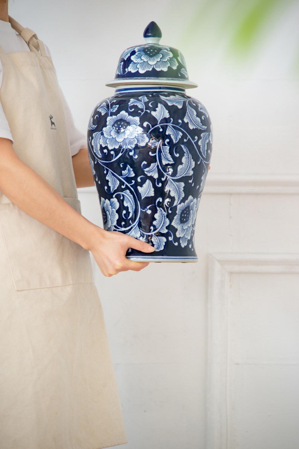 9.5x9.5x18" Porcelain Decorative Ginger Jar