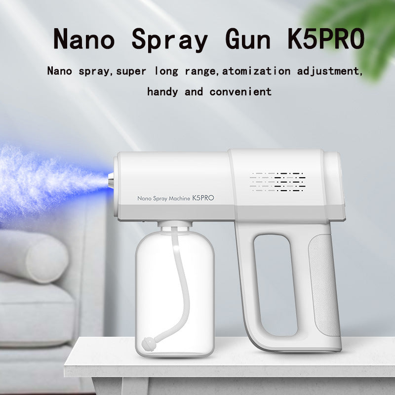 Handheld Nano Steam Sanitizer Gun - Wireless USB Disinfection Spray for Home, Car, and Blue Light Sanitizing
