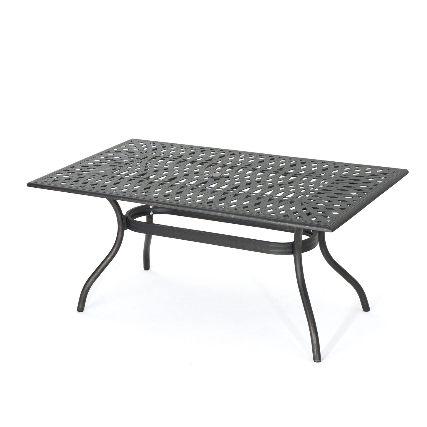 Enchantia Outdoor Rectangular Dining Table with Weave Tabletop and Flared Legs - Copper