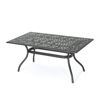 Enchantia Outdoor Rectangular Dining Table with Weave Tabletop and Flared Legs - Copper