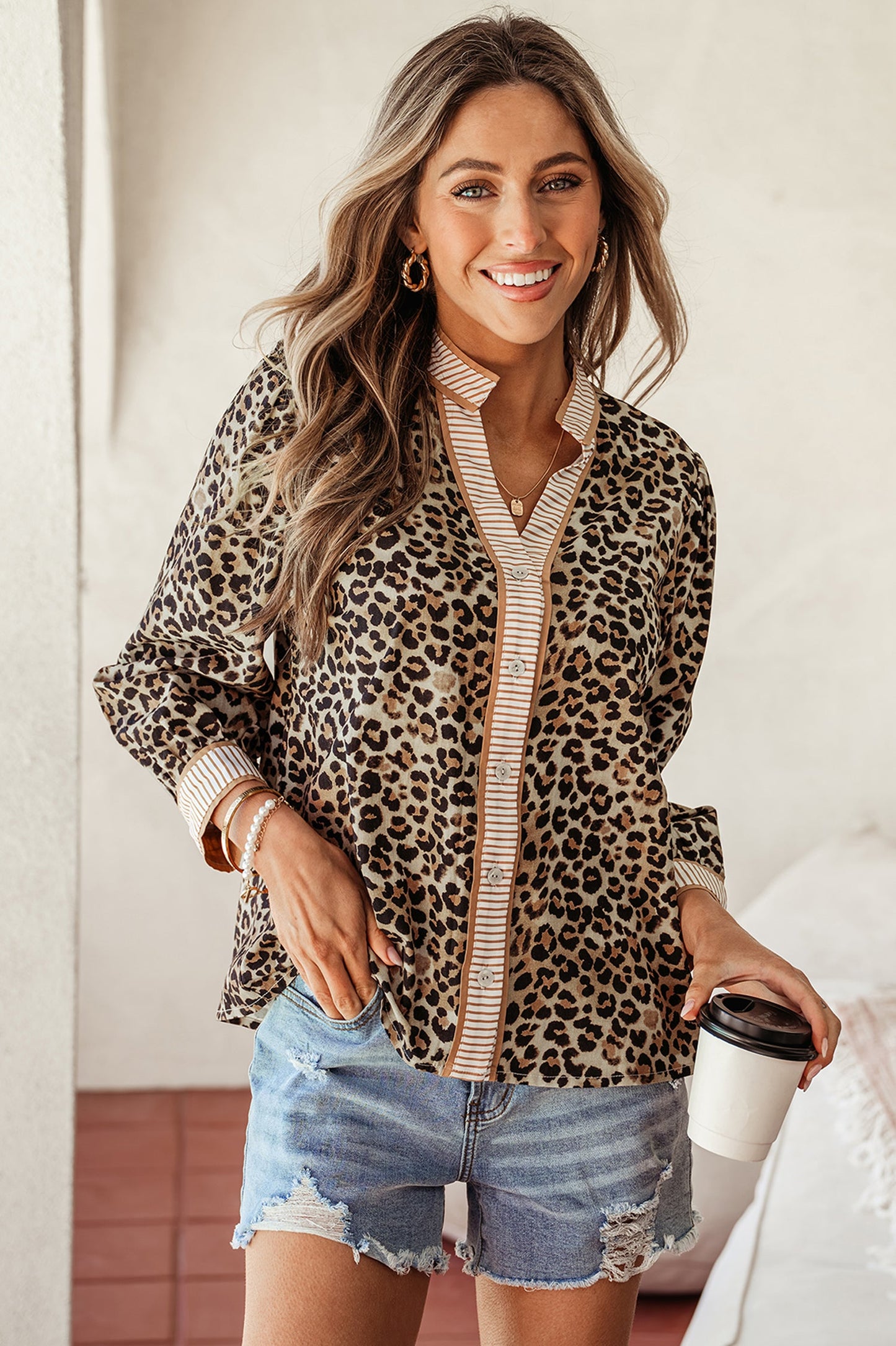 Jordyn Contrast Striped Trim Shirt