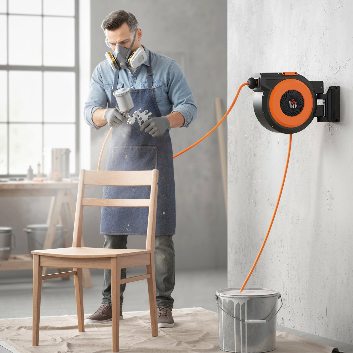HOMCOM Retractable Air Hose Reel