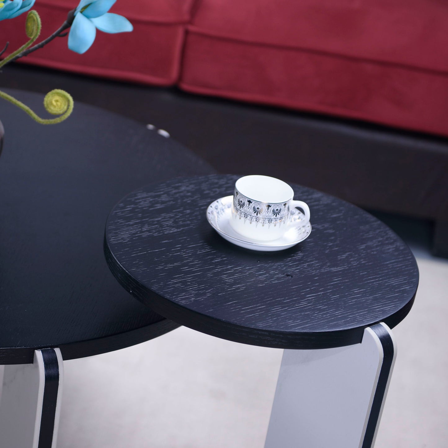 Round Coffee & End Table Set - Black