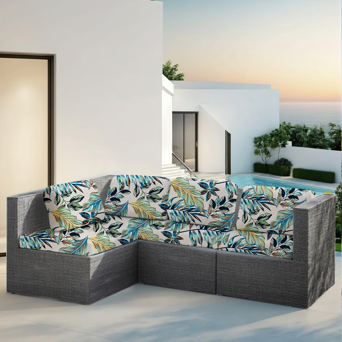 New Rainforest Leaf Sofa Seat Cover Solid Color Stretch Dustproof Printed Sofa Cover