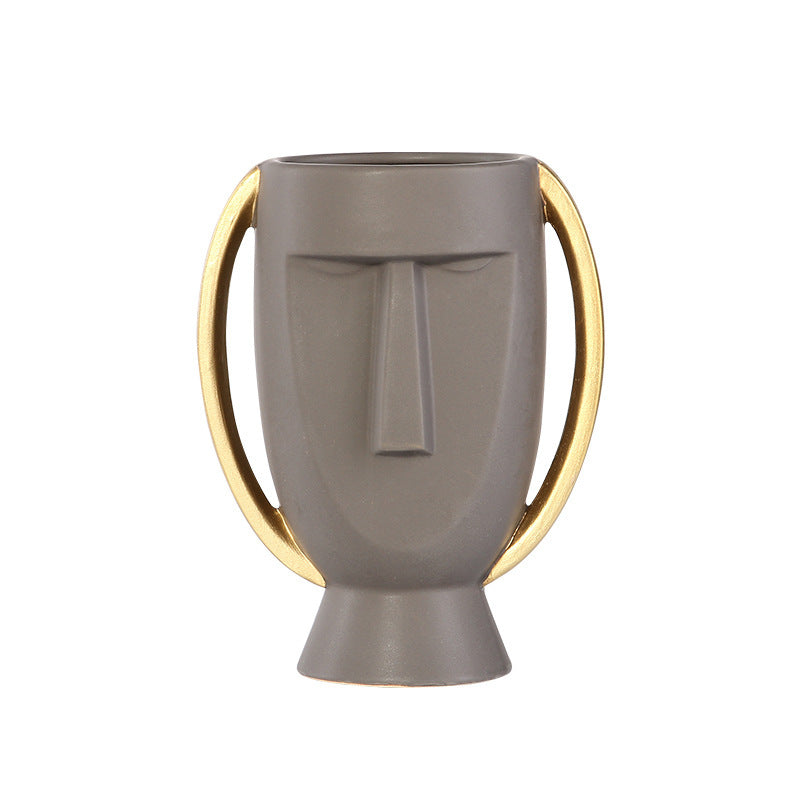 Northern Europe Limelight Resembles Facial Ceramic Vase Originality Is Contracted