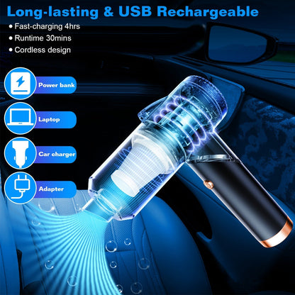 3 In 1 Cordless Handheld Vacuum Cleaner with Searchlight 120W 9000PA Portable Foldable Rechargeable Vacuum Car Home Duster with Brush Nozzle Long Nozz
