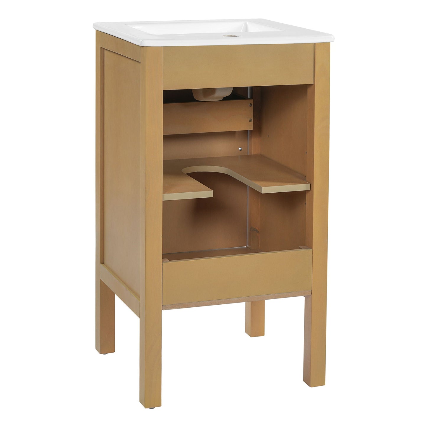 Bathroom Cabinet With Sink, Adjustable Shelf, Soft Closing Hinges - Natural Wood