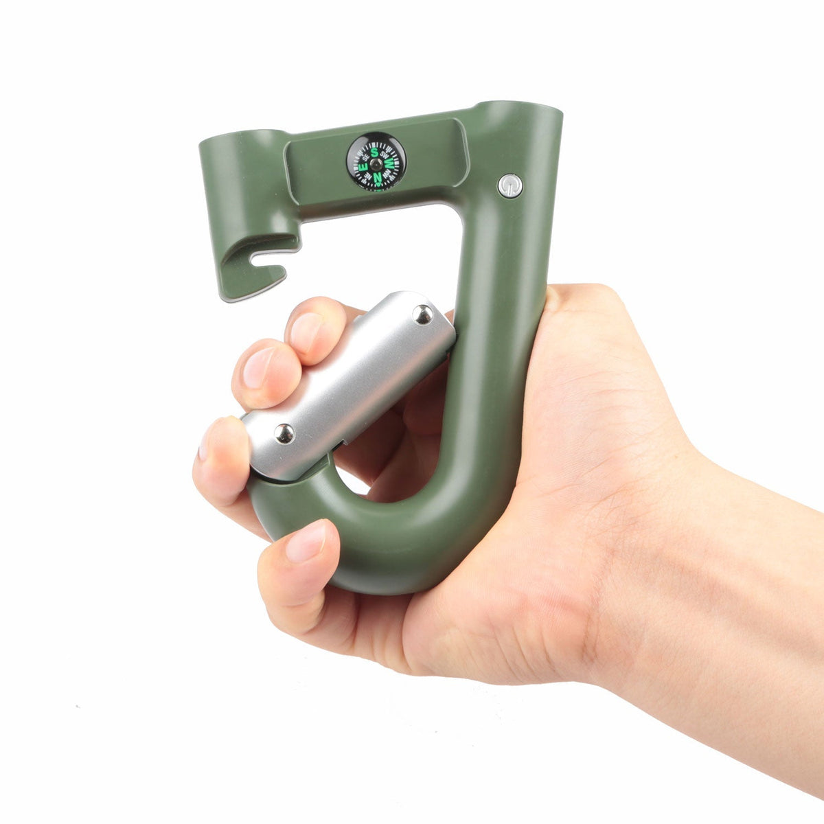 2200mAh Power Bank w/Emergency Flashlight Compass Carabiner-Shaped Hiking Camping Use