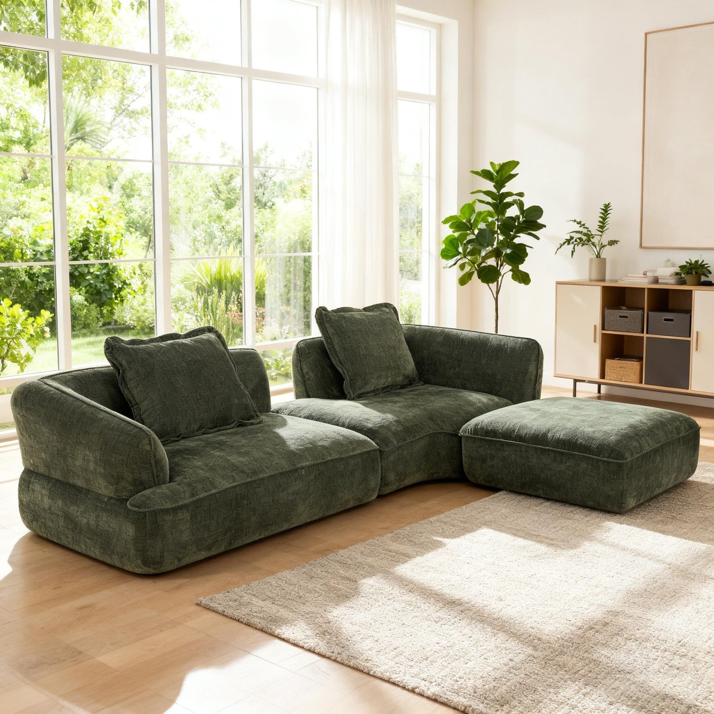 122" Modern L-Shaped Sectional Sofa with High-Density Foam and Chaise Lounge