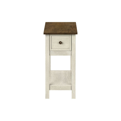 Accent End Table, 2 Tier, Narrow, Lamp, Storage Drawer, Charming Design