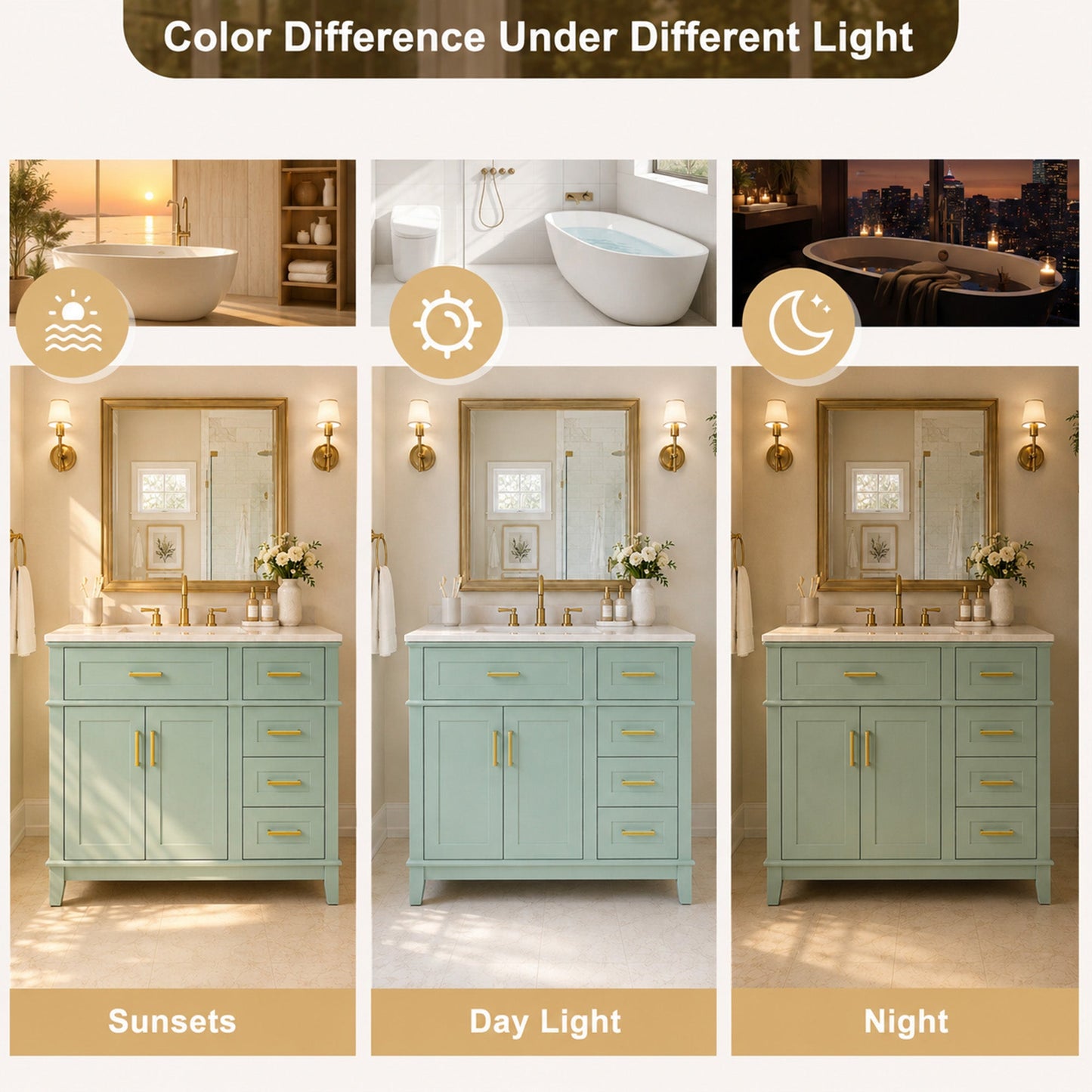 36" Light Green Bathroom Vanity