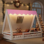 Twin Size House Floor Bed with Tent and Light