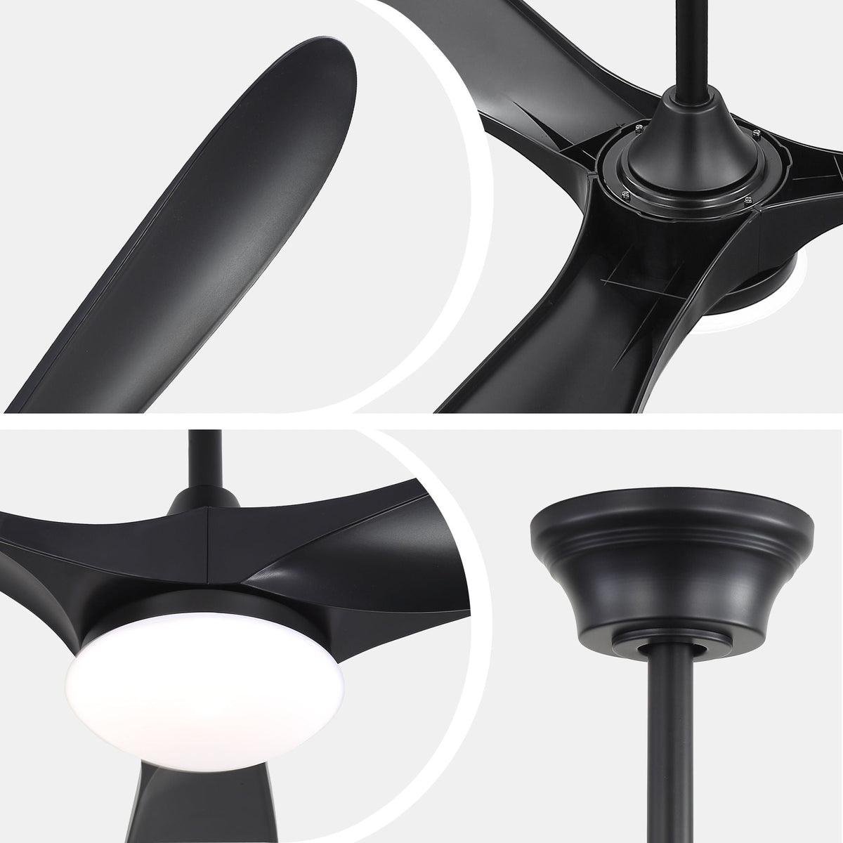 Smart Ceiling Fan With Lights, 3 Blades, Reversible Quiet DC Motor For Indoor