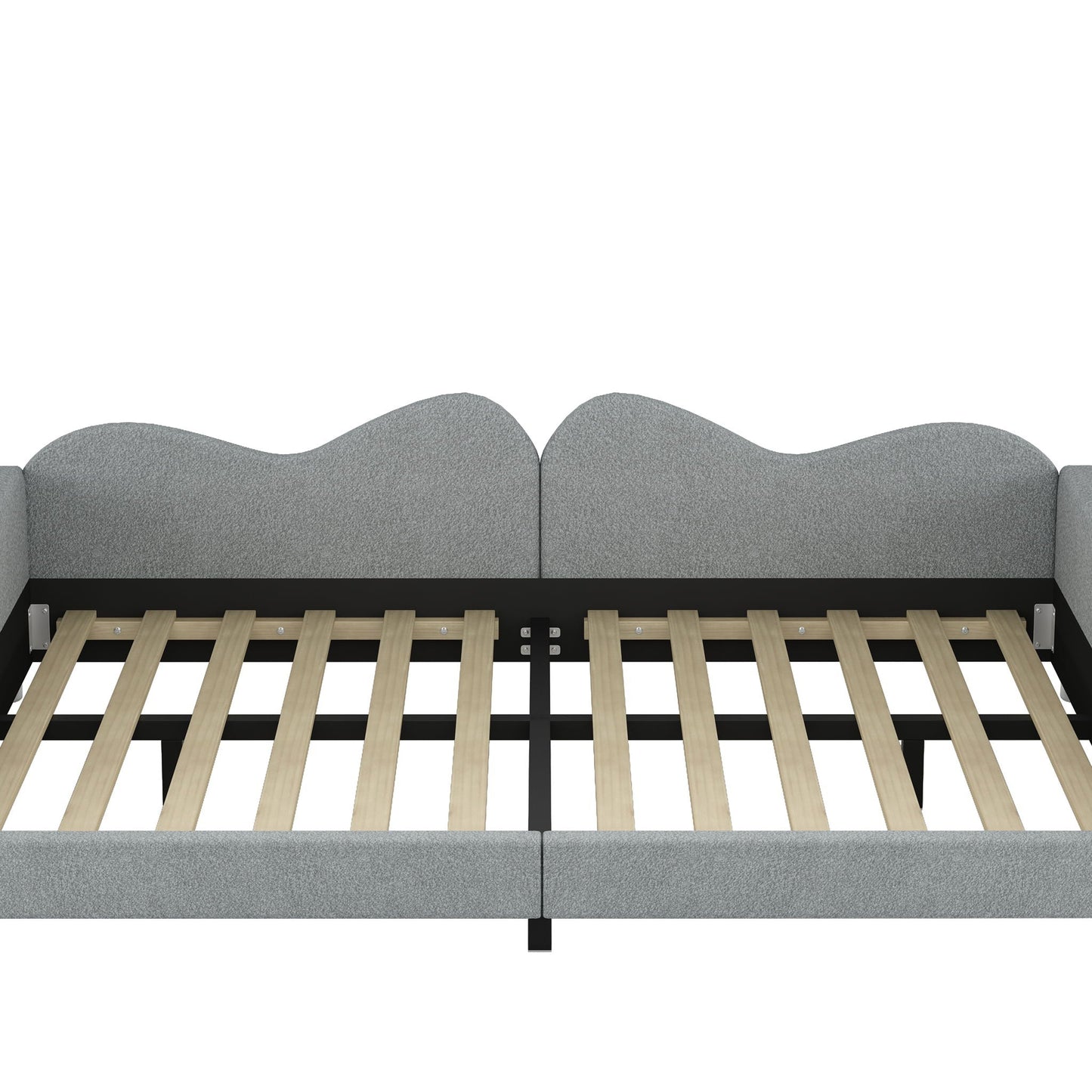 Upholstered Daybed, Sherpa Fabric Sofabed With Cloud-Shaped Backrest