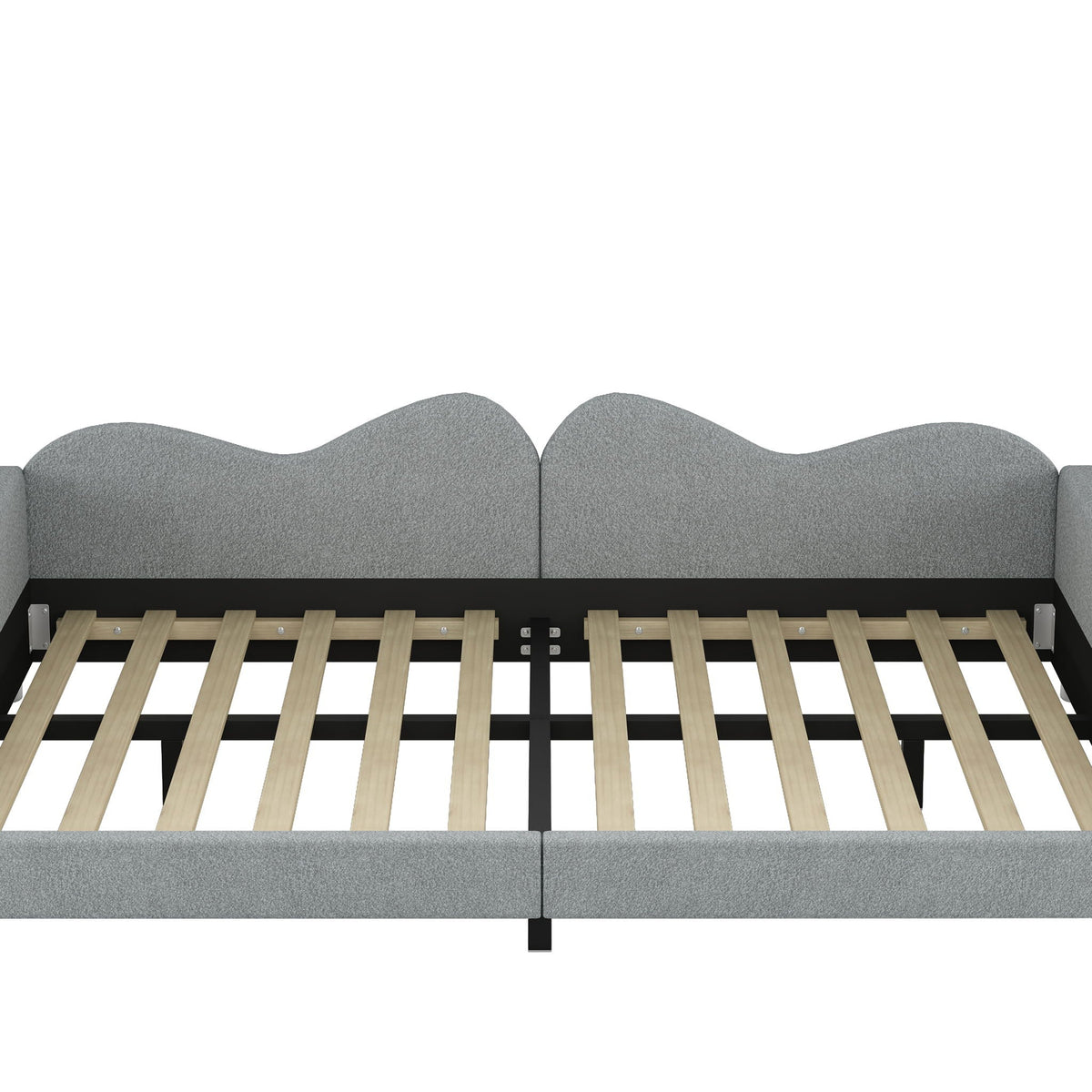 Upholstered Daybed, Sherpa Fabric Sofabed With Cloud-Shaped Backrest