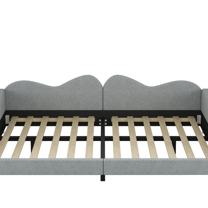Upholstered Daybed, Sherpa Fabric Sofabed With Cloud-Shaped Backrest