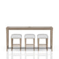 Glass Console Table With 3 Stools - Frosted
