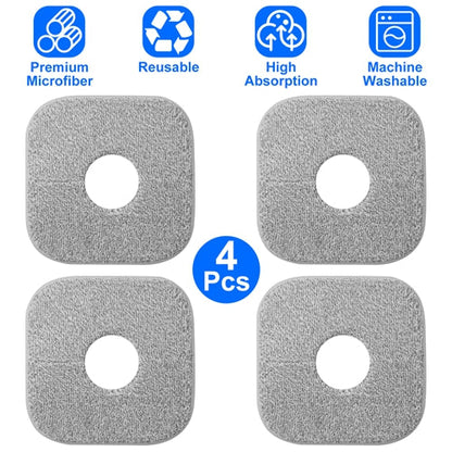 4PCS Microfiber Mop Pads – Reusable, Washable Flat Mop Refills