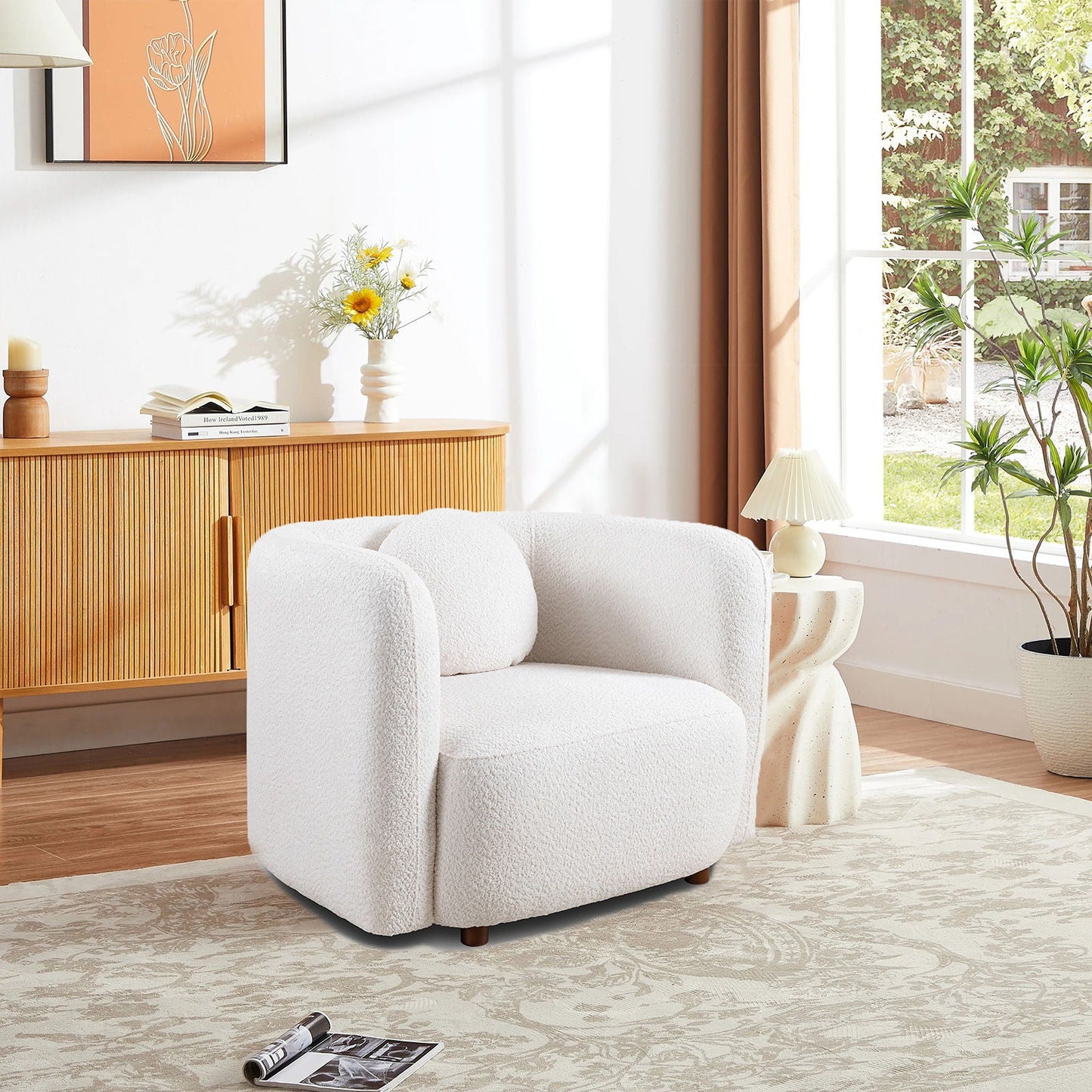 Japandi Style Accent Square Chair